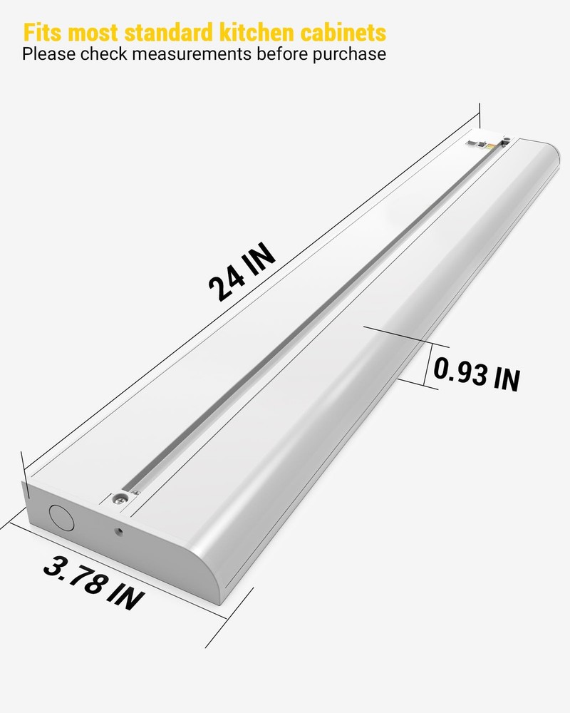 24 Inch LED Under Cabinet Lighting, Hardwired & Plug in, Linkable, Dimmable, ...