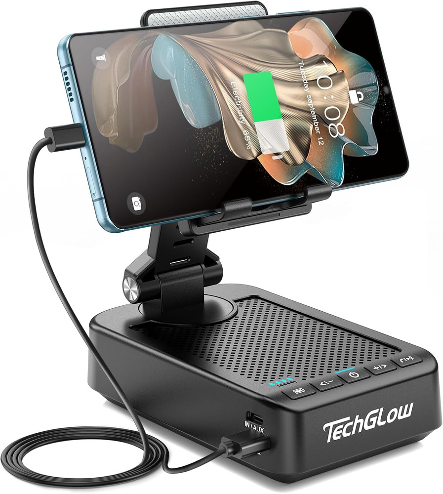 Foldable Cellphone Stand with Bluetooth Speaker Charging Function 360° Rotatable