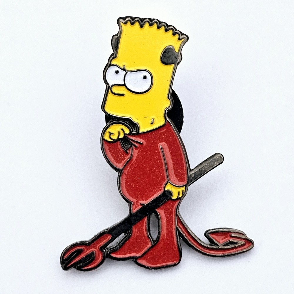 1990s Metal Pin THE SIMPSONS Bart Little Devil Prankmaster Pranks Devil