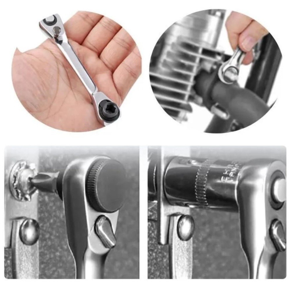 Compact for MINI 14 Ratchet Wrench Double Ended Hex Socket Screwdriver Tool