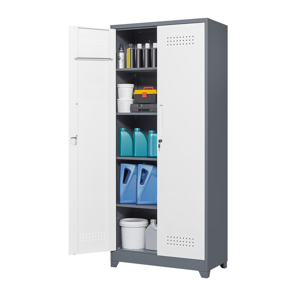 72" Metal Locker Cabinet - Locking Doors - Adjustable Shelves - Utility Storage