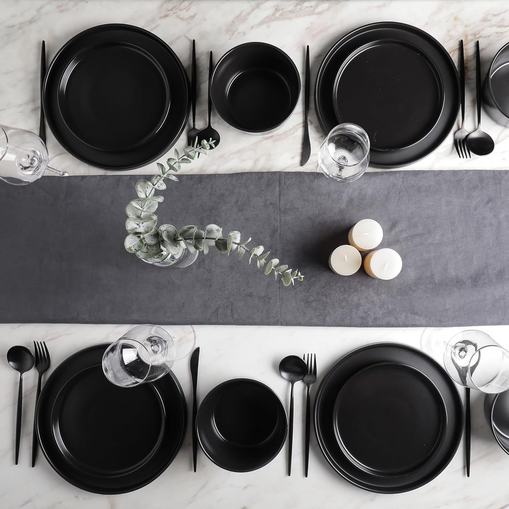 Stone Lain Celina Stoneware 16 Piece Modern Dinnerware Set, Plates