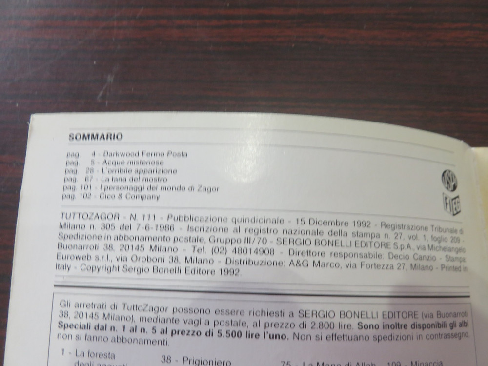 Tutto Zagor n° 111 - Bonelli Editore - condition as pictured