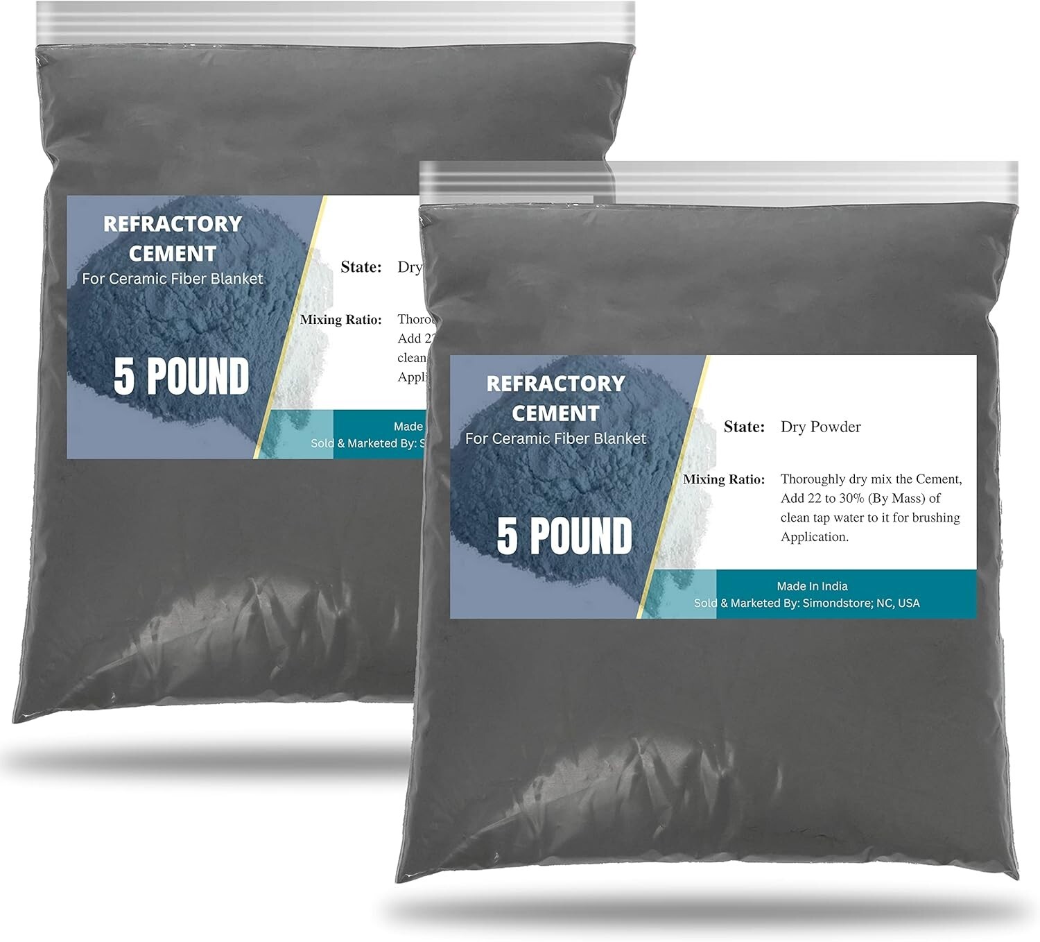 High Temp Refractory Cement for Ceramic Fiber Insulation, 5 Pound (Pack of 2)