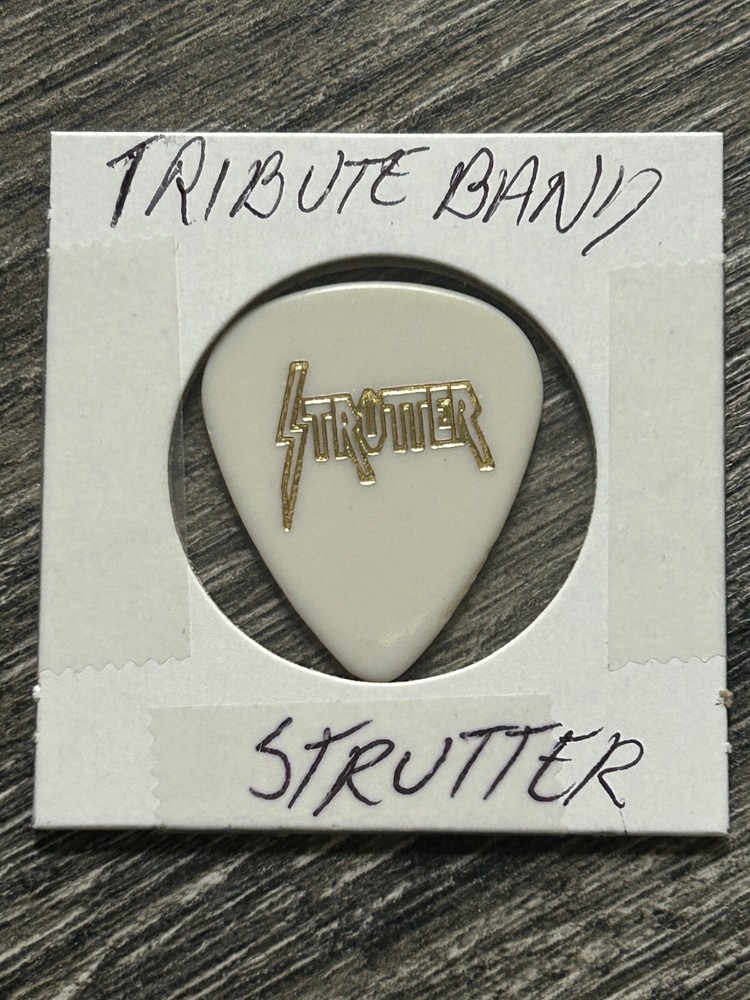 Kiss Guitar Pick Strutter Tribute Band White Gold Vintage Kiss Memorabilia