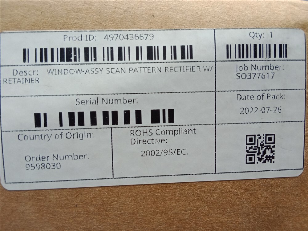 NCR 4970436679 Scan Pattern Rectifier Window Assembly w/Retainer