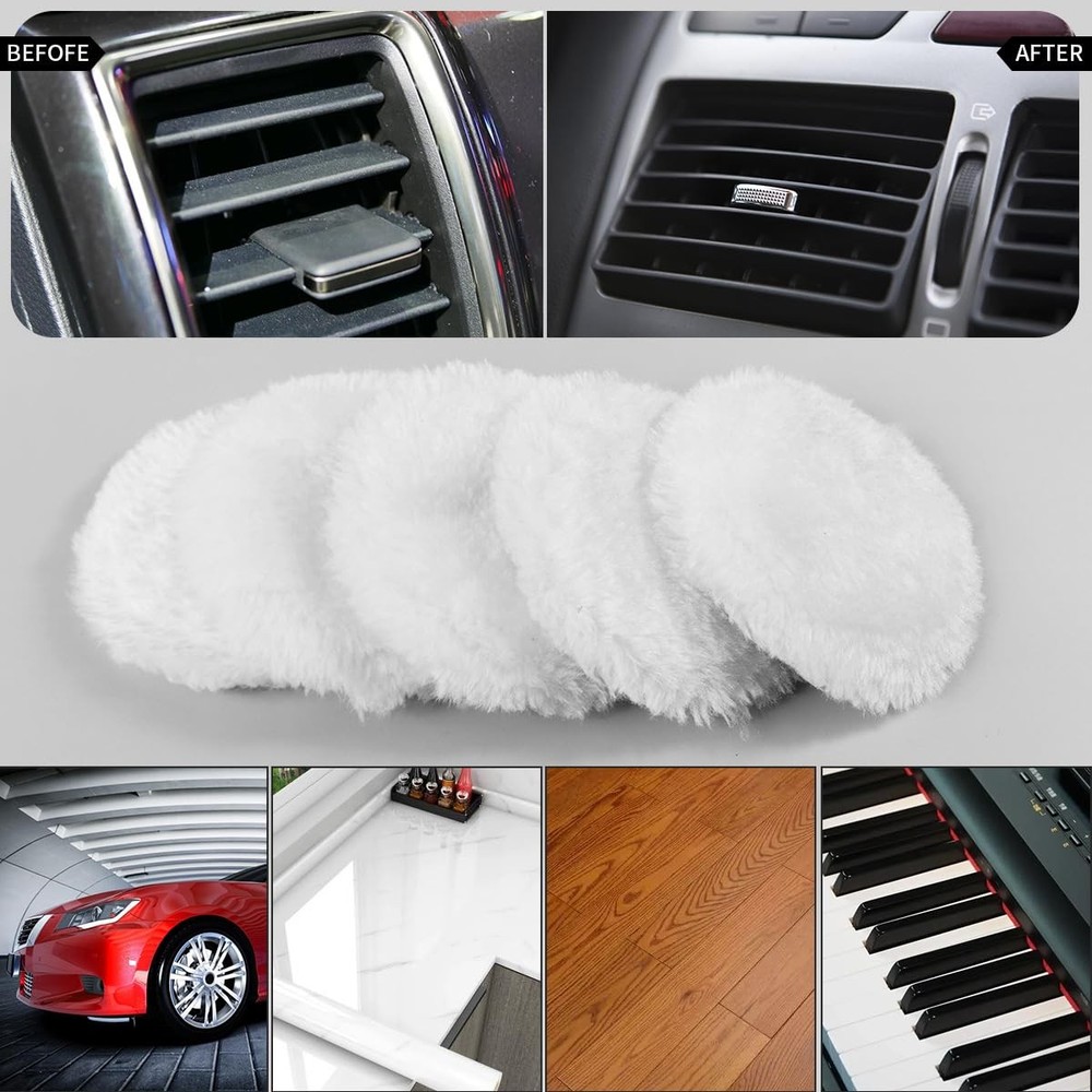 Quadafy 7 Piece 3 Inch Wool Buffing Pad, Drill Buffer 7 3