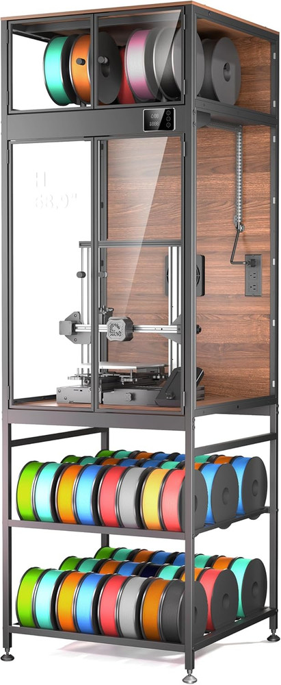 Upgraded 3D Printer Cabinet with Filament Rack, Ventilation, and LED Light