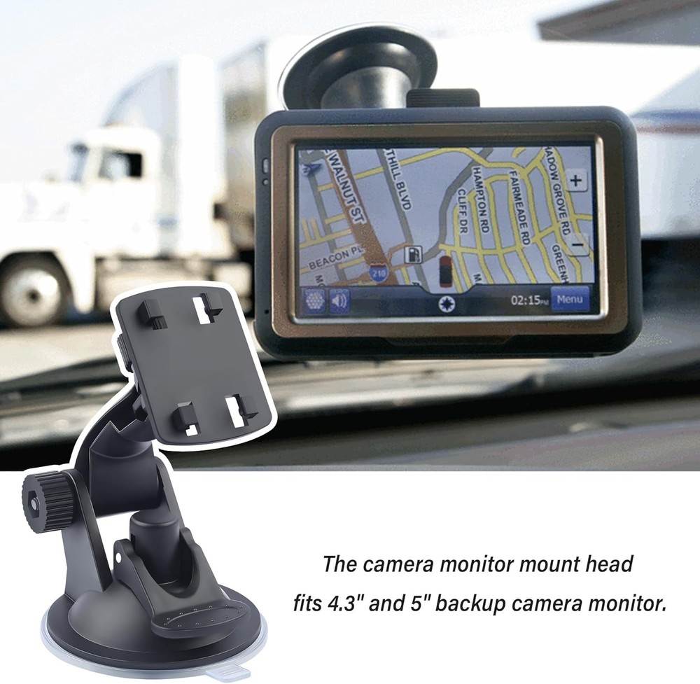 Quality Car Backup Camera Mount with Strong Suction Cups - 4.3 & 5"