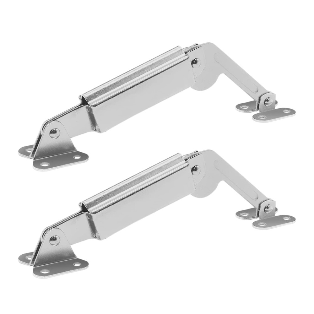 2 PCS Silver Tone Spring Lid Support Hinge Left Right Hardware Box Cabinet