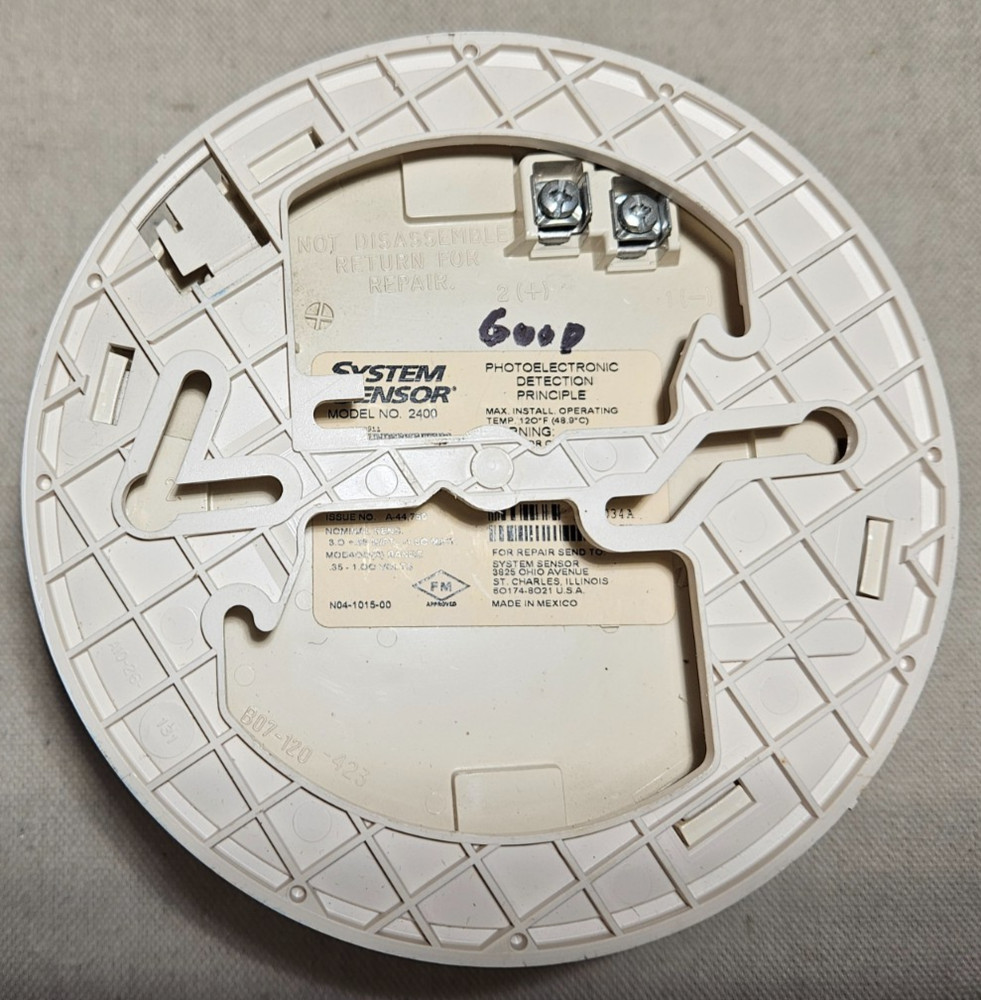 System Sensor 2400 Smoke Detector Yellowed