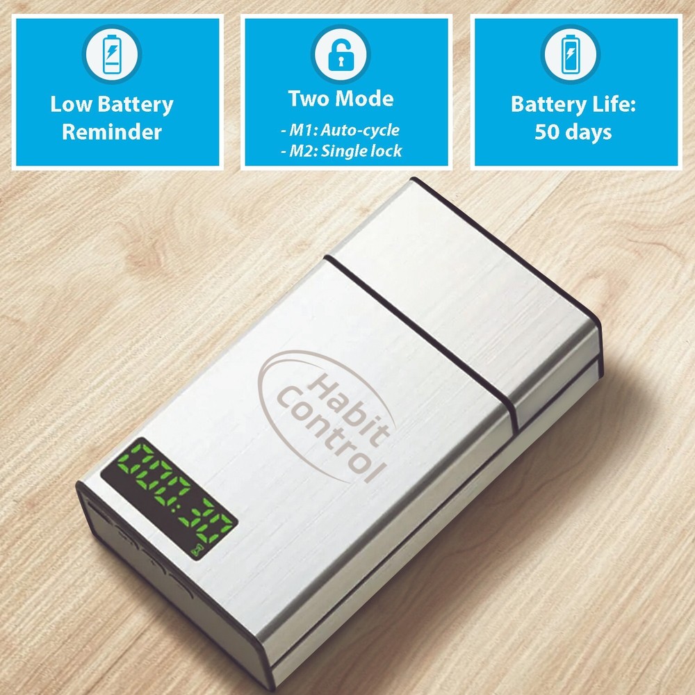 Cigarette Case Timed Lock Box - 20-Pack Cigarette Holder with Timer King Size