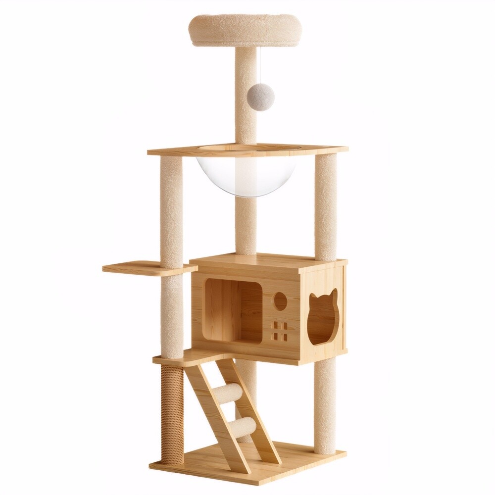 48.8" Cat Tree Tower - Sisal Scratching Posts, Perch & Acrylic Hammock for Cats