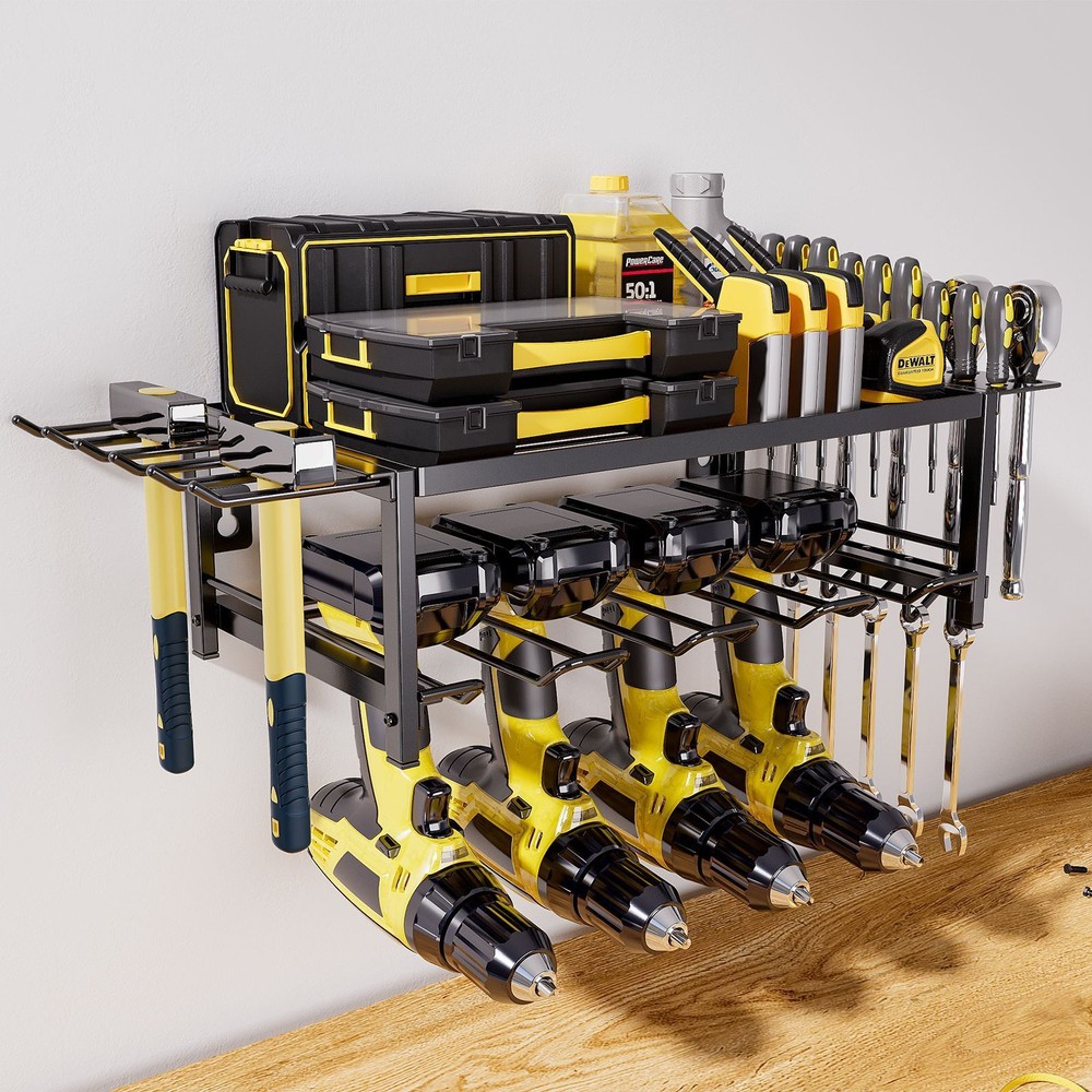 Power Tool Organizer Wall Mount Garage Tool Organizer Storage Rack 2/4 Layers