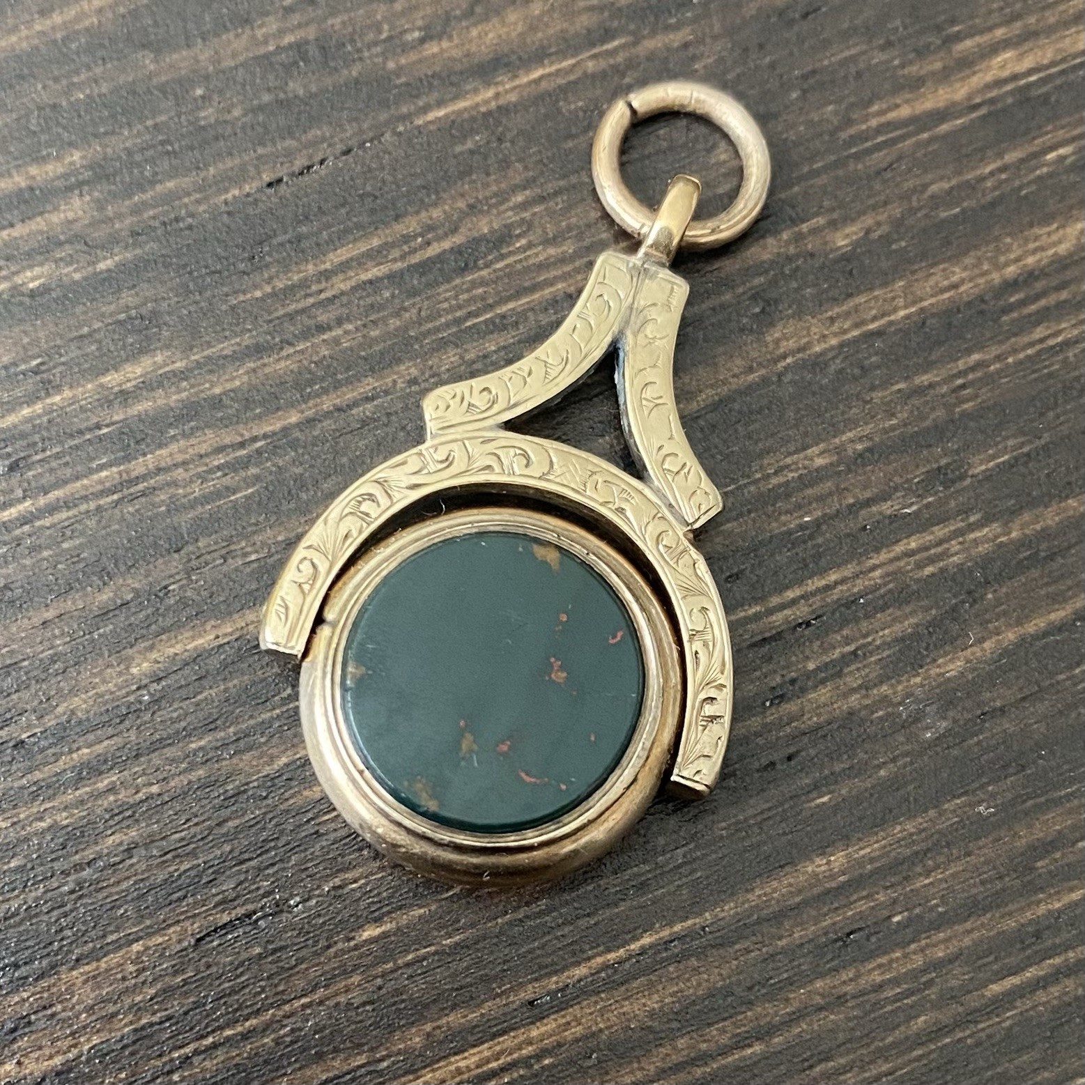Antique Victorian Gold Filled? Bloodstone & Sardonyx Swivel Fob/Pendant *AS-IS*