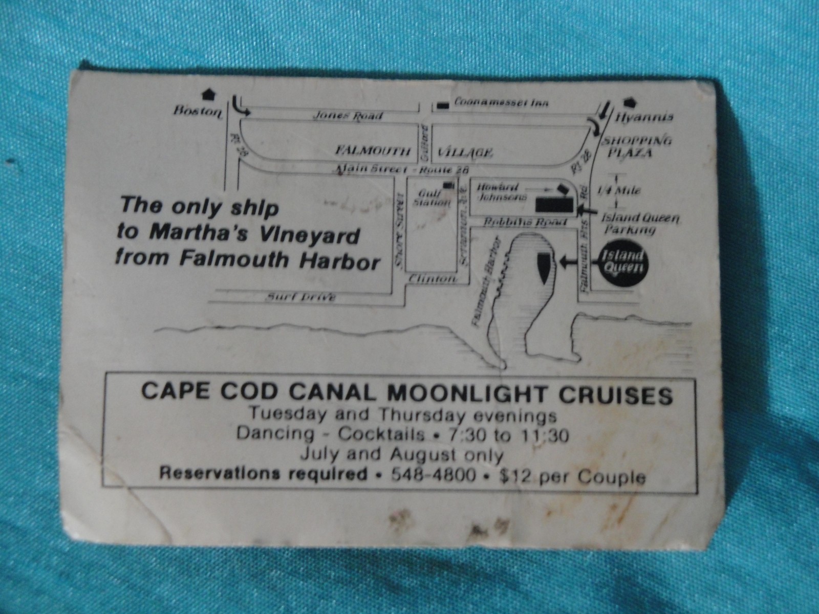 1976 Schedule Boat Island Queen Matha's Vineyard Paper Falmouth Massachusetts