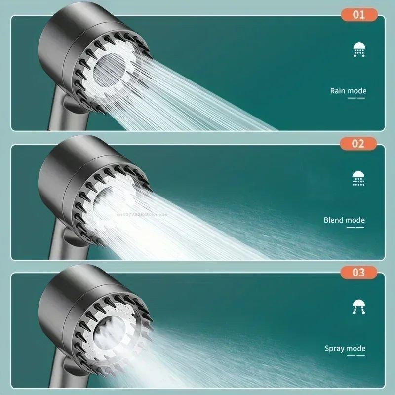 Handheld Shower Head High Pressure Adjustable Detachable Spray Water Saving Rain