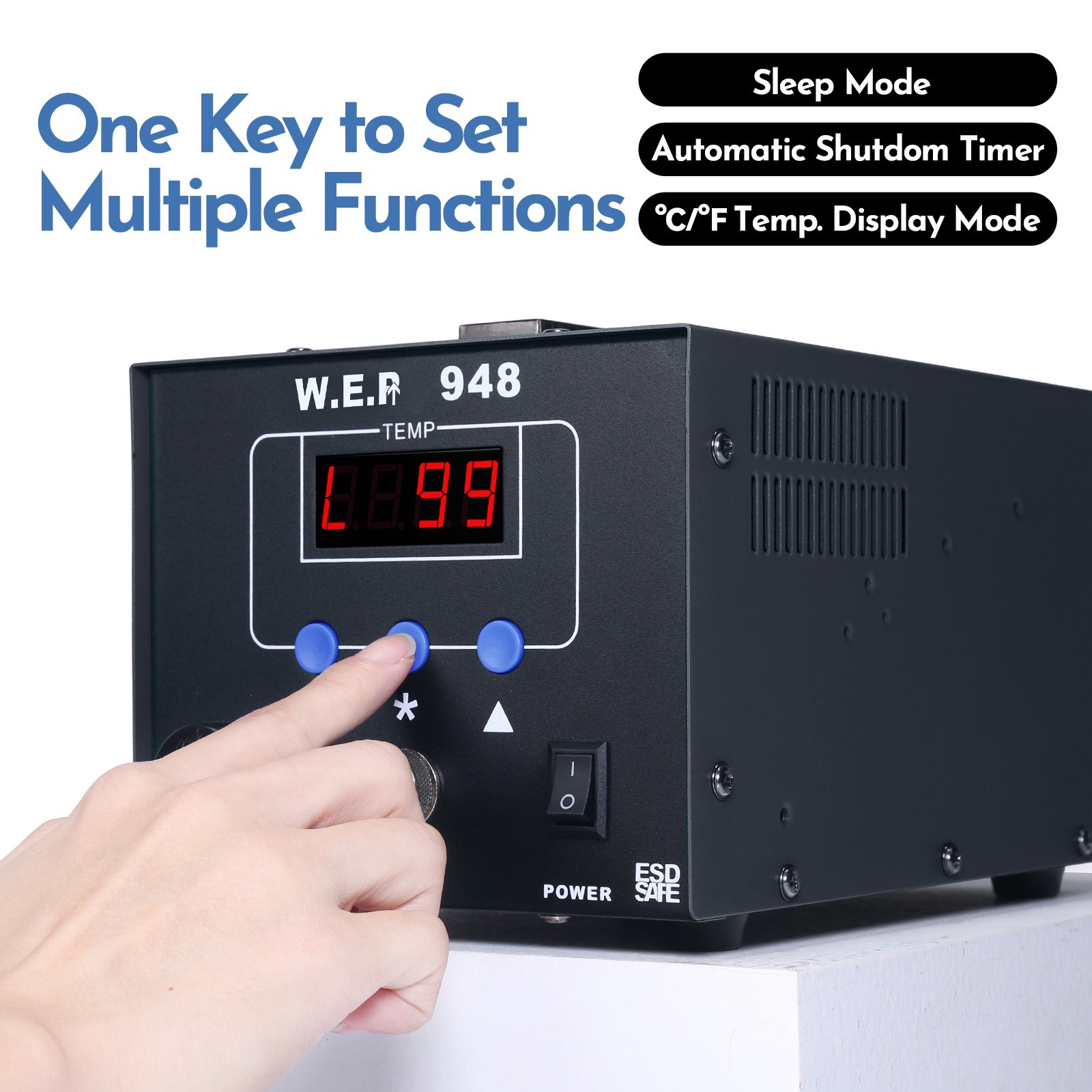 WEP Desoldering Station Digital Suction Tin Gun Vacuum For Micro-layer PCB US