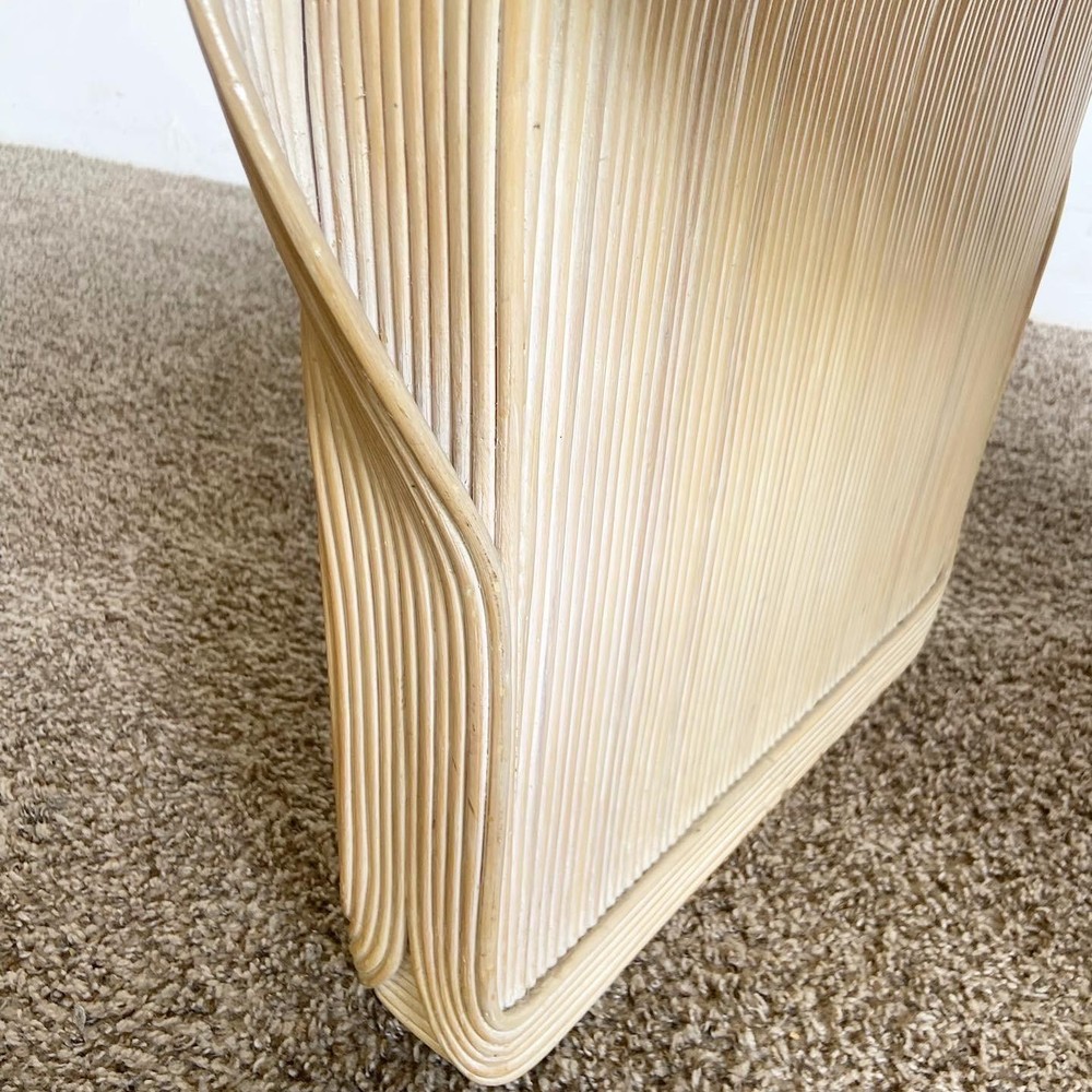Boho Chic Wavy Ribbon Pencil Reed Side Tables - a Pair