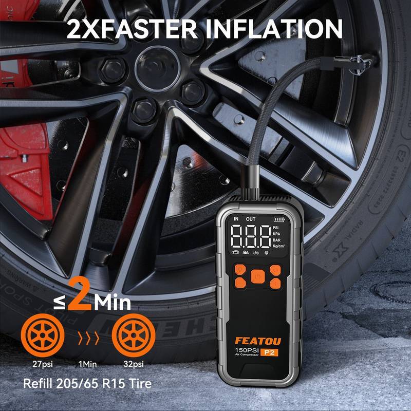 Tire Inflator Portable Air Compressor-150PSI Smart Air Pump