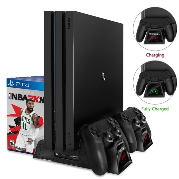 DOBE PS4/Slim, Multi-Functional Cooling Stand, Charging Dock & Game Storage