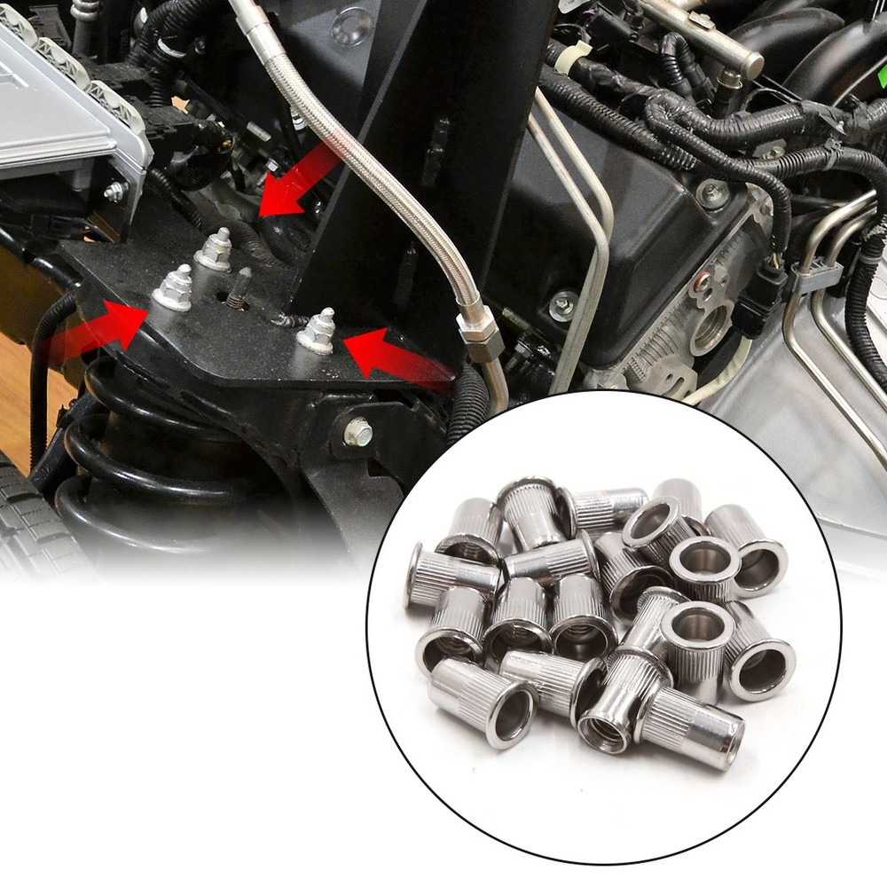 20pcs M8 Thread 304 Stainless Steel Flat Head Rivet Nut Insert for Car