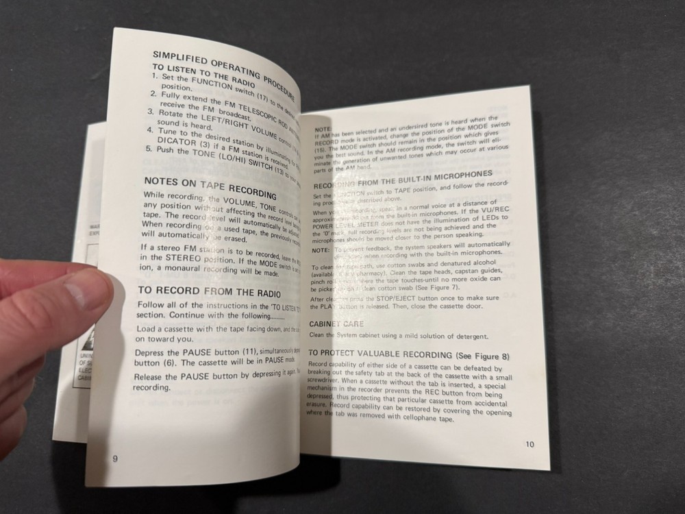 Gran Prix Electronics Mini Compo Stereo Instructions....Free Shipping