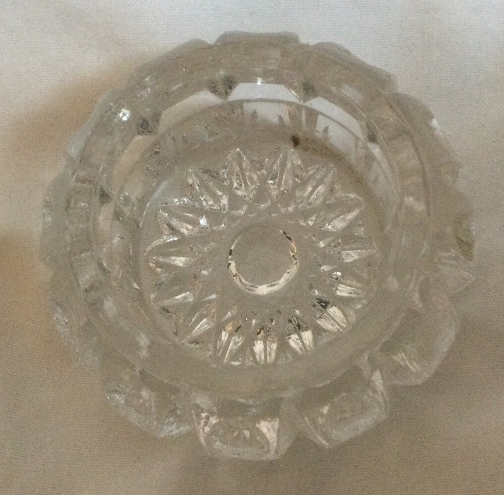 Round Clear Glass Patterned Open Salt Cellar - 1 11/16" diameter