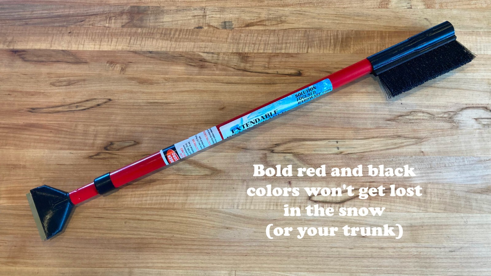 Extendable Car Windshield Ice Snow Scraper, Super Long, Brass Metal Blade, Brush