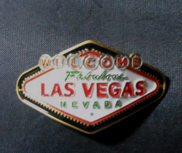 CURVED METAL HIKING/WALKING STICK MEDALLION WELCOME TO FABULOUS LAS VEGAS NEVADA