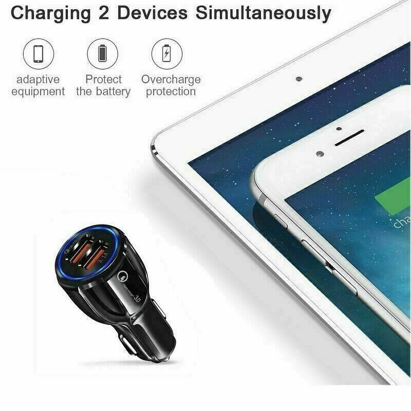 3 Pack 2 USB Port Fast Car Charger Adapter for iPhone Samsung Android Cell Phone