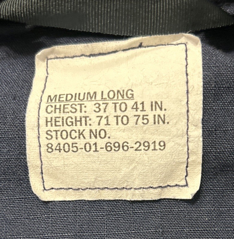 US Navy 2POC Coat Size Medium-Long Flame-Resistant Class-1 Blue Blouse USN