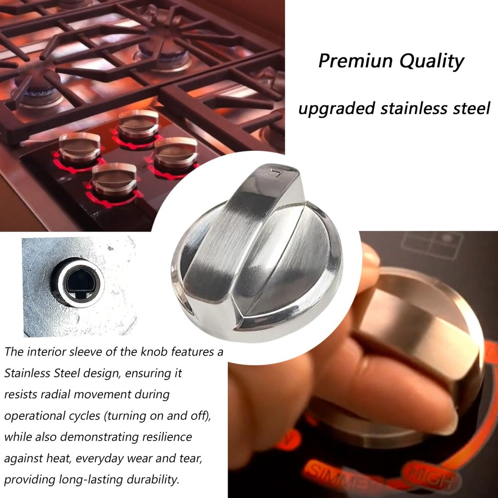5 Pack Wolf Stove Knobs Replacement Stainless Steel Gas Cooktop Control Knobs US
