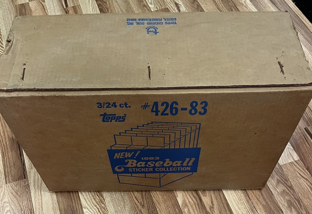 1983 Topps Baseball Sticker Case - 3 Full Display Boxes - 72 Peg boxes - L5