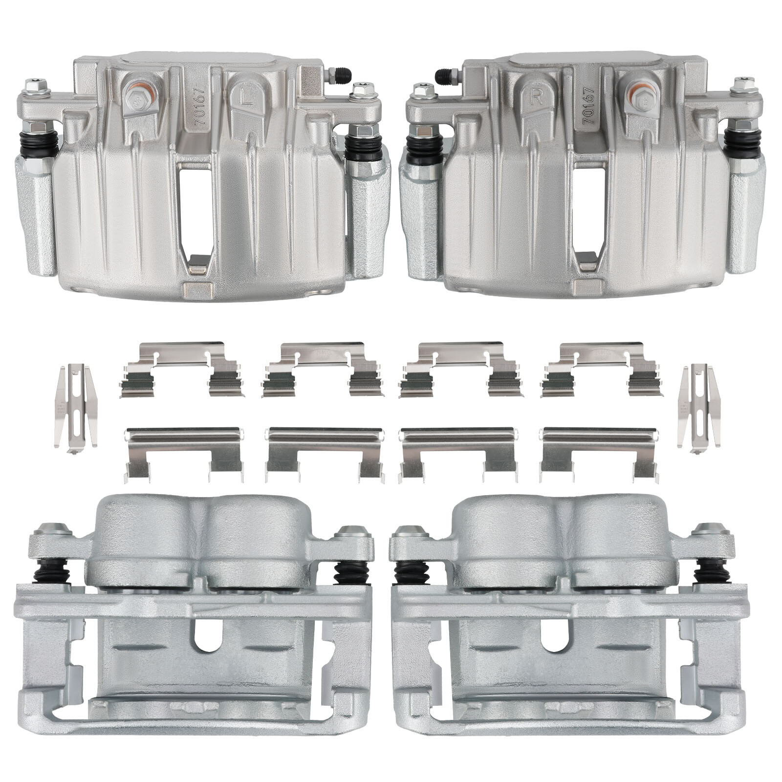 Front and Rear Brake Calipers w/ Bracket Set of 4 For Chevy Avalanche Tahoe GMC