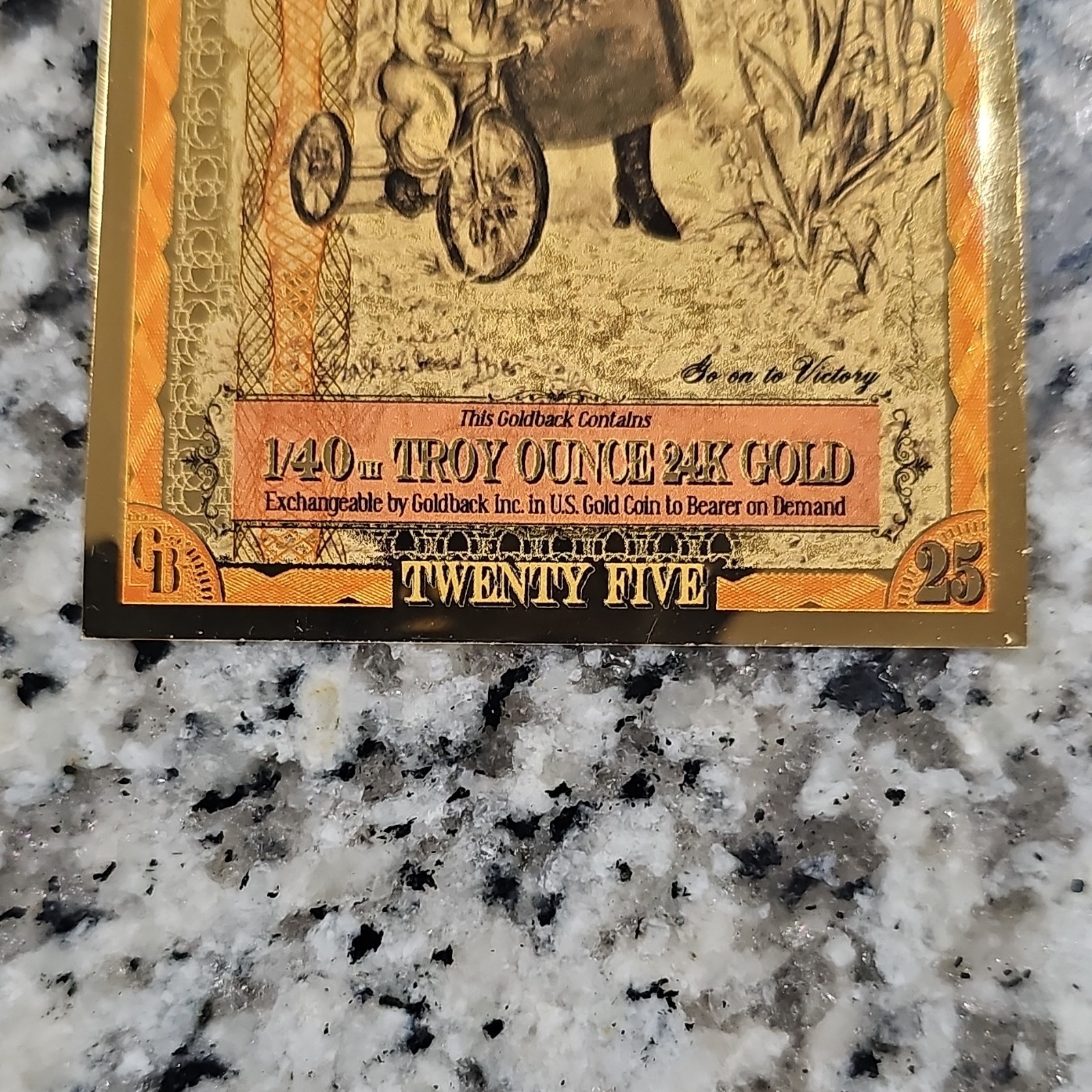 Goldback 25 2022 24K Gold Bar Note 1/40 oz 0.999 Fineness Uncertified Aurum