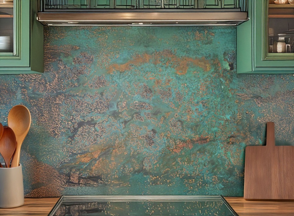 Real Copper Backsplash Panel – Handmade Metal Wall Art Kitchen Decor