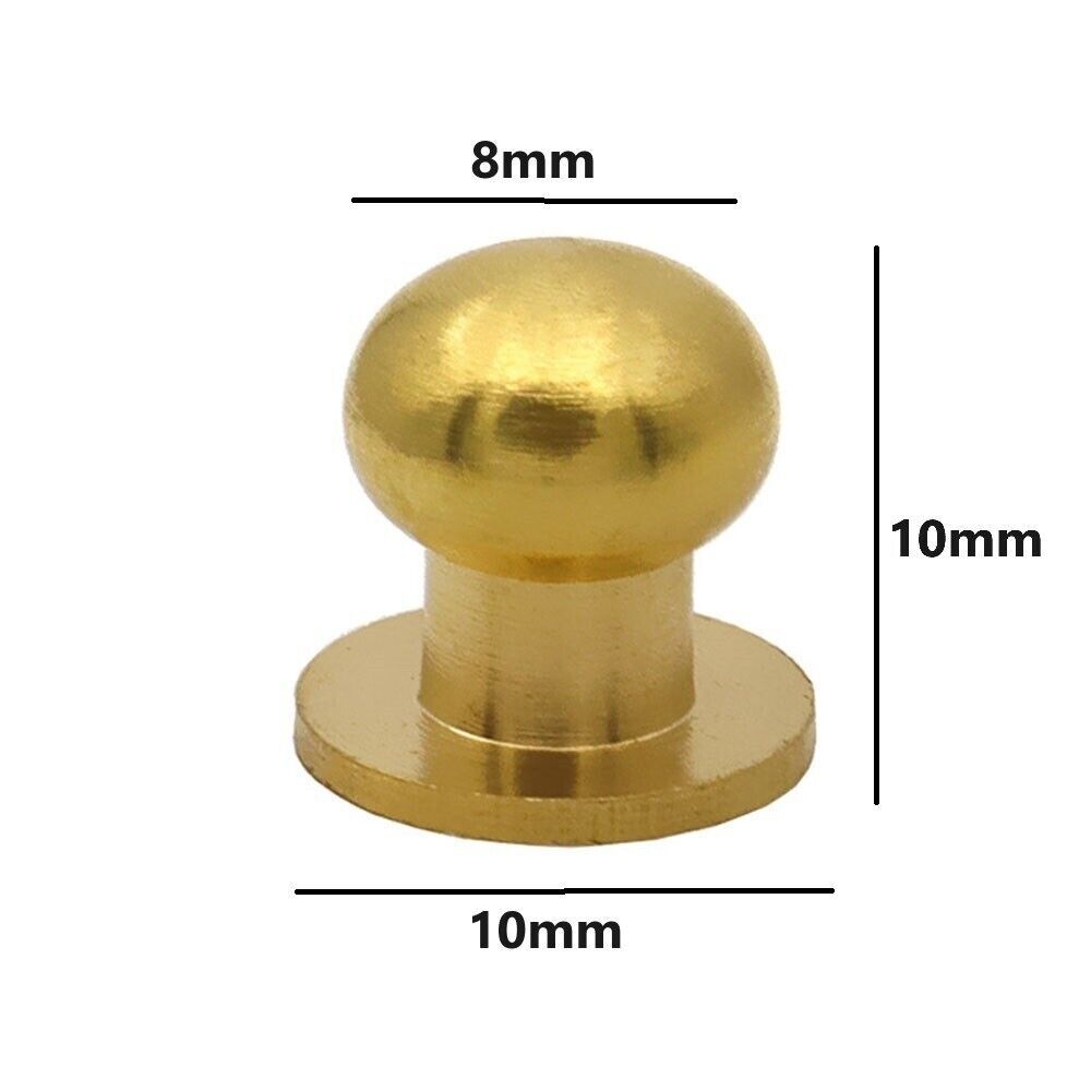 50pcs M3 Round Head Solid Brass Stud Screw Rivet Chicago Button Leather Craft