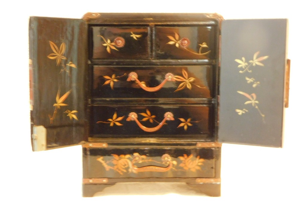 Antique Miniature Lacquer Cabinet! Very Decorative!