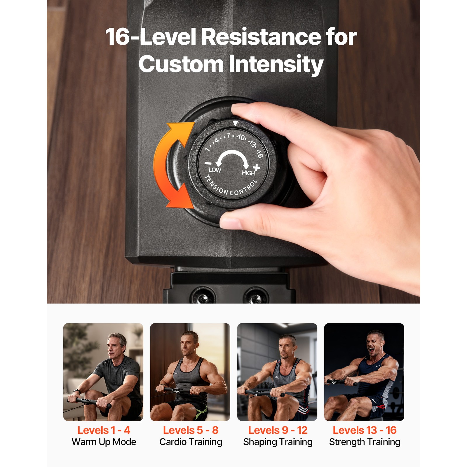 Uimoso Quiet Magnetic Rowing Machine with 16 Resistance Levels, 350LB Capacity