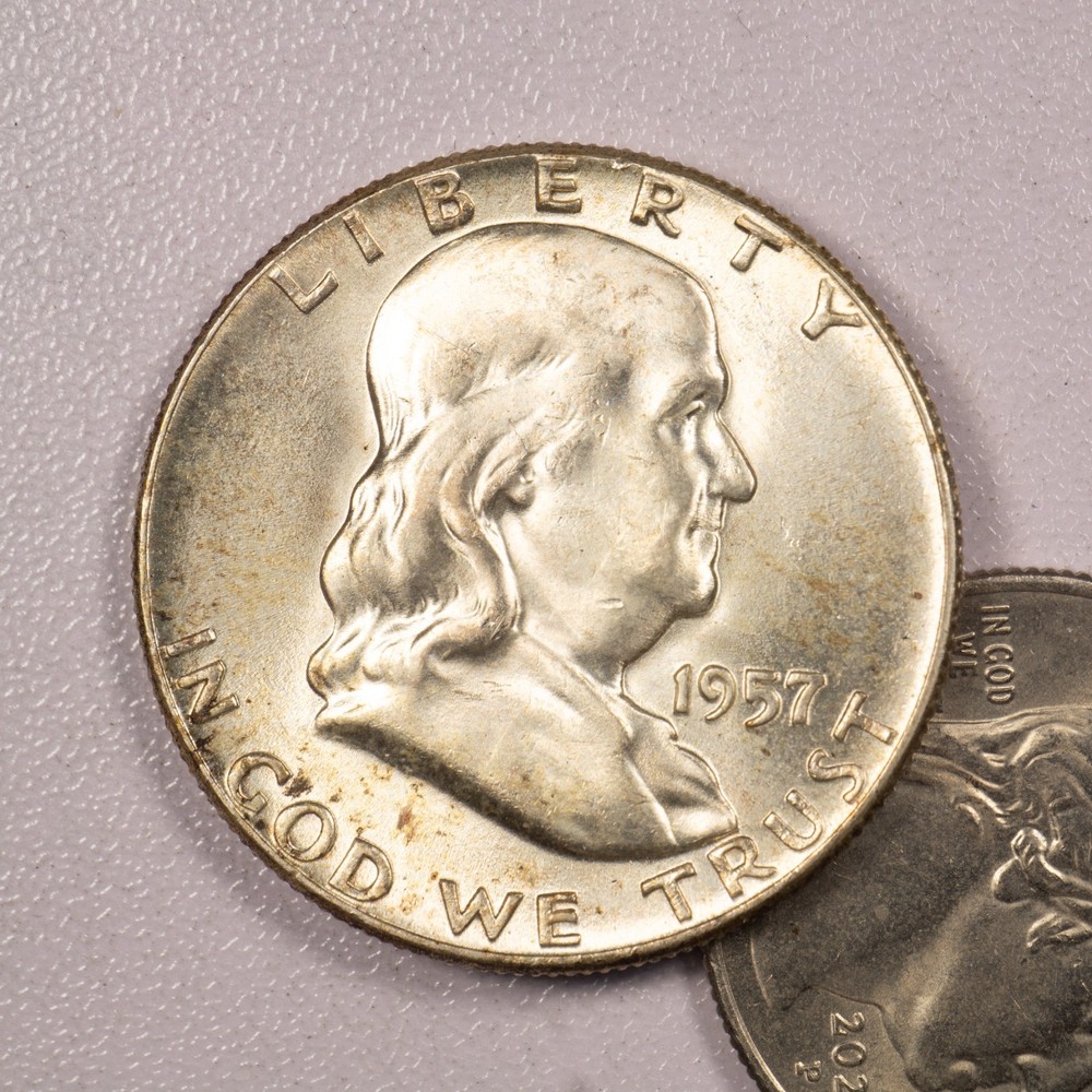 1957 Franklin Half Dollar - Toned - AU!