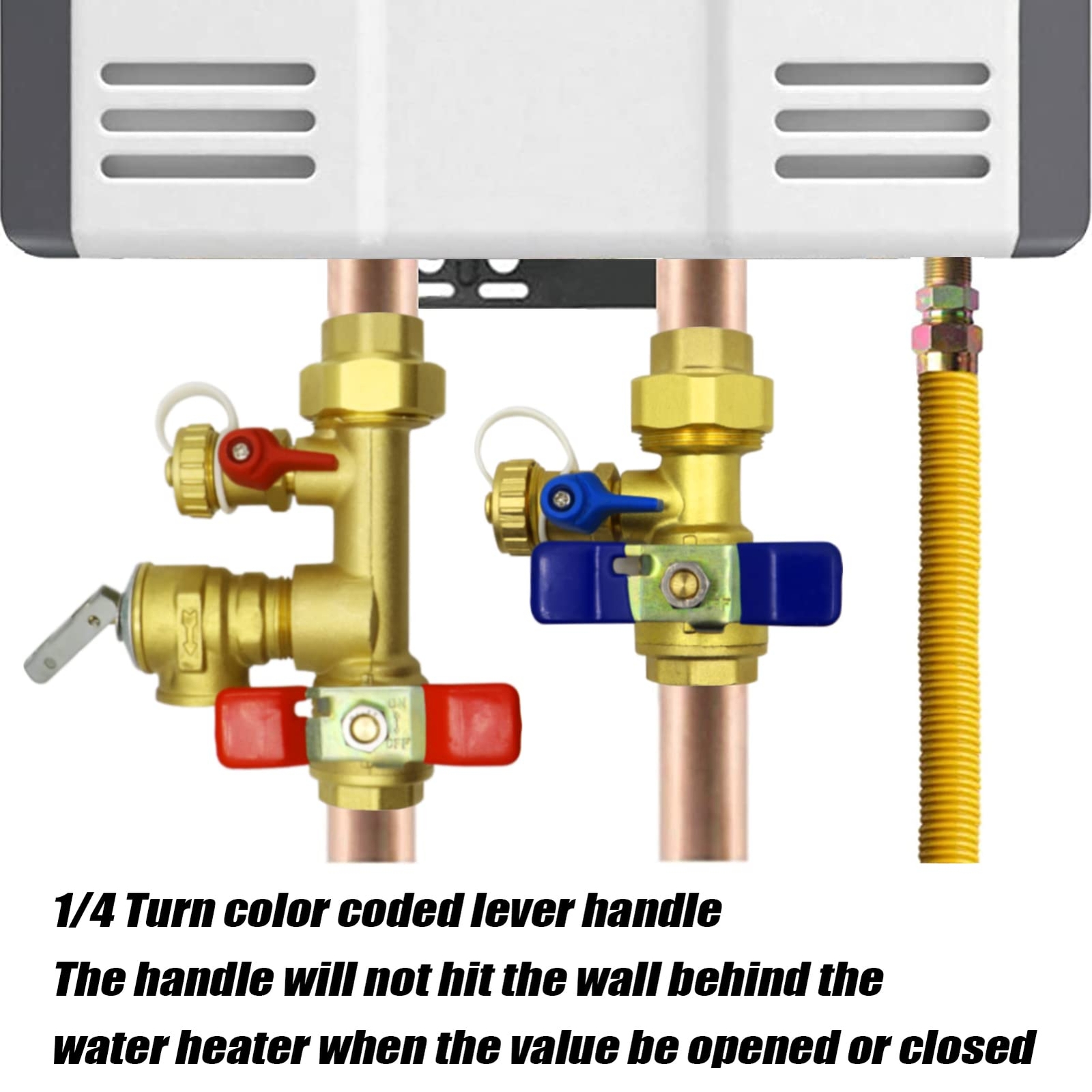 3/4 inch Tankless Water Heater Isolation Valve Kit Pressure Relief CSA approved