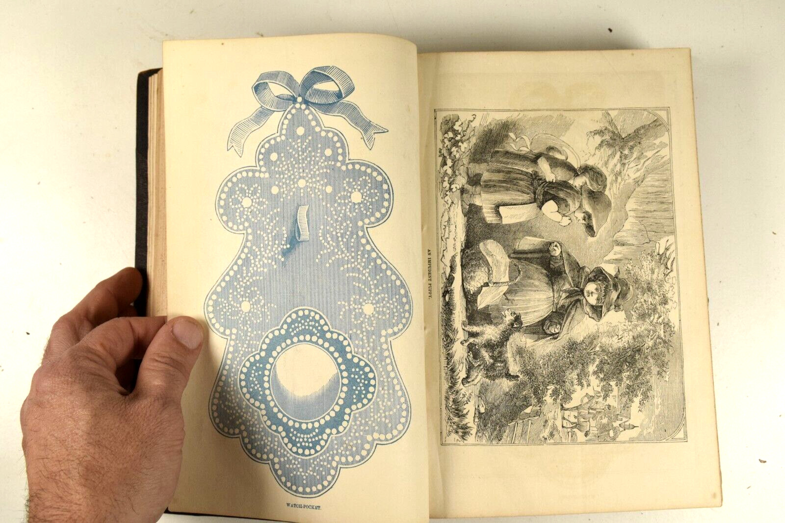 1859 Bound Peterson's Magazine Full Year w/ Hand Colored Engravings Sheet Music