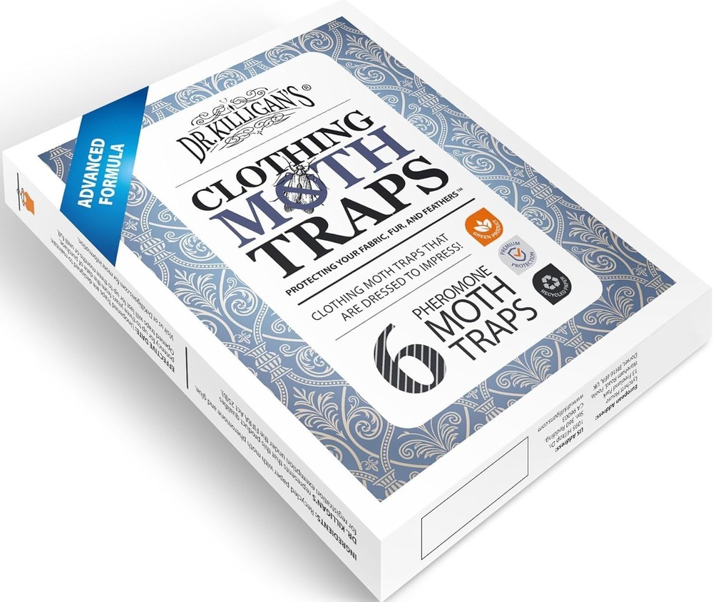Dr. Killigan's Non-Toxic Clothes Moth Traps - 6 Pheromone Lures, White