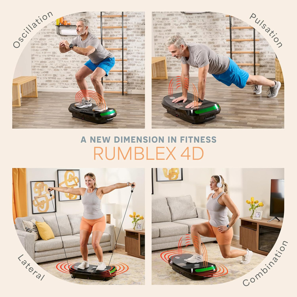 Rumblex 4D Vibration Plate Exercise Machine with Triple Motor Oscillation, Linea