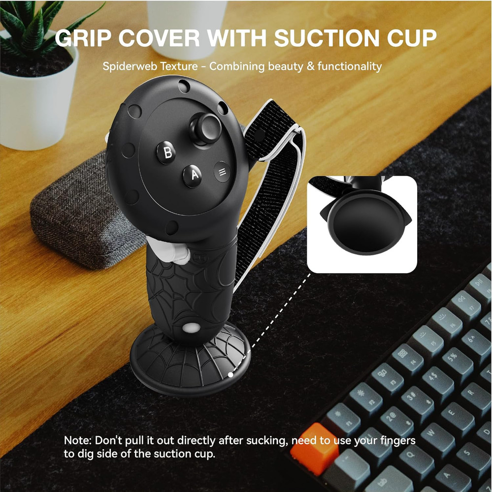 Controller Grips Cover for Meta Quest 3/3S Accessories, Adjustable Knuckle Strap