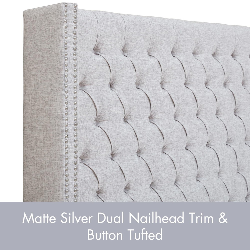 Madison Park Queen Button Tufted Headboard, Adjustable Upholstered