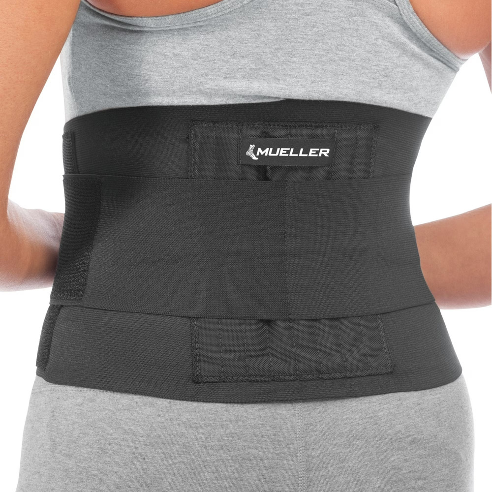 Mueller Adjustable Back Brace, Black, One Size Fits Most