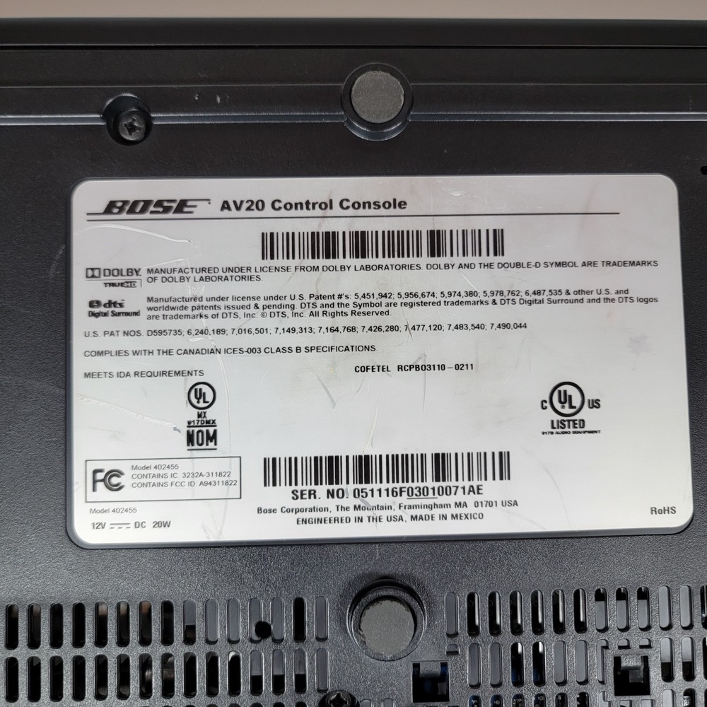 Bose AV20 Control Console Only - No Power Supply No Remote - Tested Working