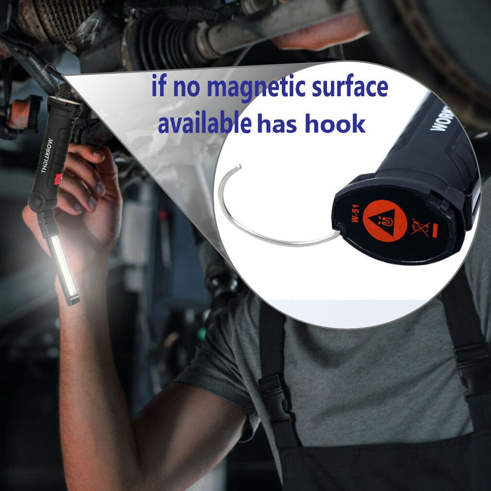 1-4 Pack Magnetic Base LED COB Work Light Rechargeable Mechanic Torch Flashlight